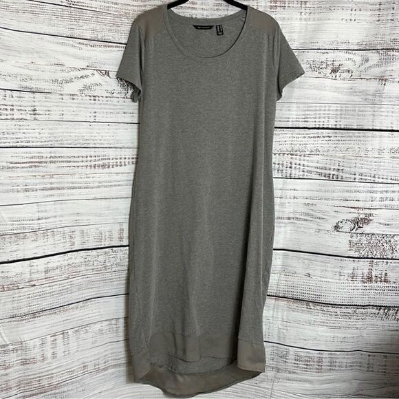 H by Halston Dress Womens Size Small Midi Gray High low Cotton Blend Minimalist - Picture 1 of 8